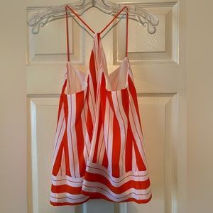 Banana Republic Orange/White Stripe Keyhole Back Strap Top, Sz 4